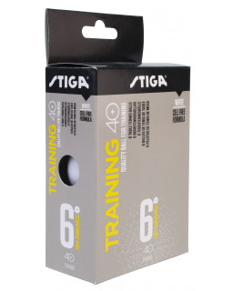 BOITE DE 6 BALLES DE TENNIS DE TABLE STIGA TRAINER ABS BLANCHE