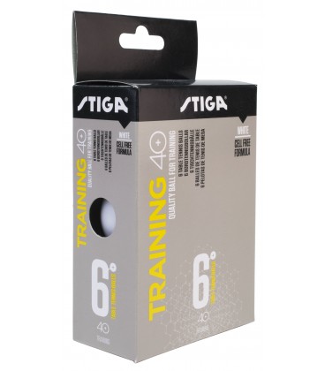 BOITE DE 6 BALLES DE TENNIS DE TABLE STIGA TRAINER ABS BLANCHE