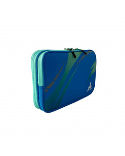 HOUSSE DOUBLE DE RAQUETTE DE TENNIS DE TABLE JOOLA SAFE  VISION BLEUE
