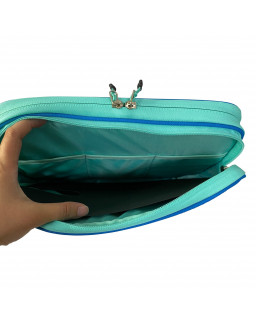 HOUSSE DOUBLE DE RAQUETTE DE TENNIS DE TABLE JOOLA SAFE  VISION BLEUE