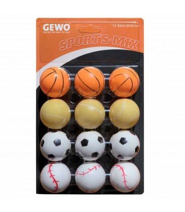 12 BALLES DE PING PONG GEWO SPORTS MIX