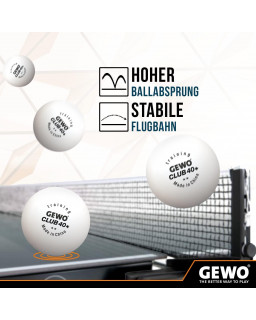 72 BALLES DE TENNIS DE TABLE GEWO TRAINNING CLUB BLANCHE
