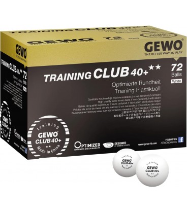 72 BALLES DE TENNIS DE TABLE GEWO TRAINNING CLUB BLANCHE