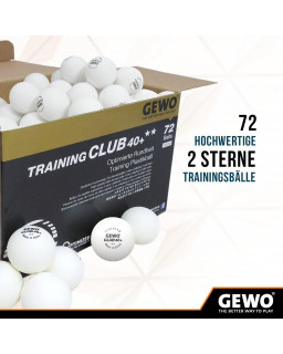 72 BALLES DE TENNIS DE TABLE GEWO TRAINNING CLUB BLANCHE