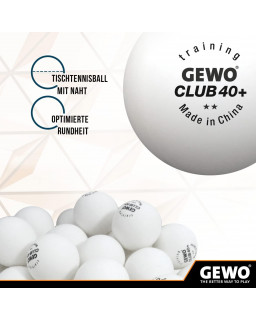 72 BALLES DE TENNIS DE TABLE GEWO TRAINNING CLUB BLANCHE