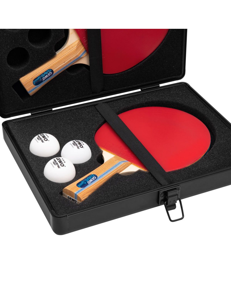 COFFRET ALU POUR 2 RAQUETTES DE TENNIS DE TABLE GEWO NOIR